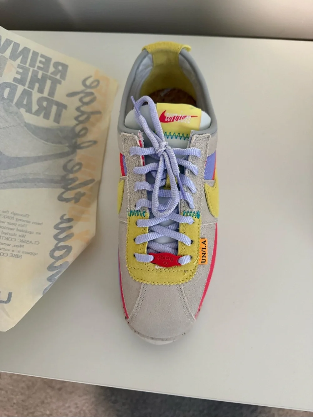 Casual Lace-Up Sneaker in Light Gray and Yellow